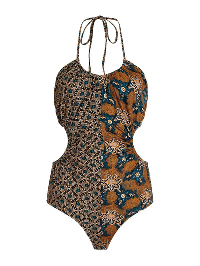 Ulla Johnson Cutout printed halterneck swimsuit at Collagerie