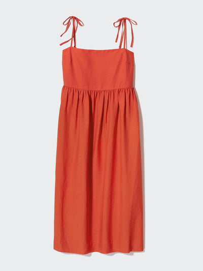 Uniqlo Linen blend camisole dress in orange at Collagerie