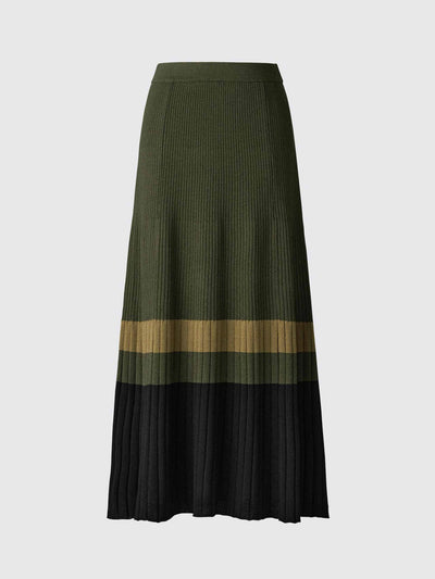 Uniqlo : C Merino blend ribbed skirt in colour block at Collagerie