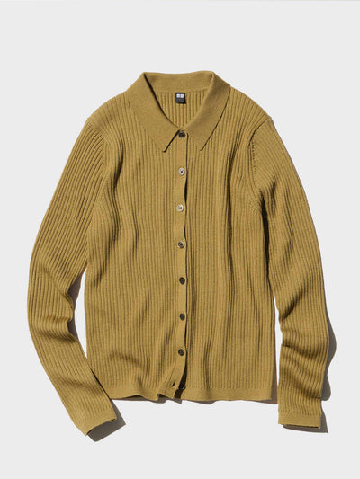 Uniqlo Merino ribbed polo cardigan at Collagerie