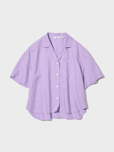 Uniqlo Purple linen blend short-sleeve shirt at Collagerie