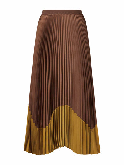 Uniqlo : C Brown and gold pleated skirt at Collagerie