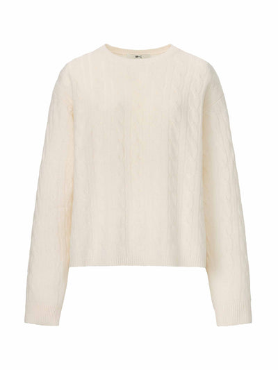 Uniqlo : C White cashmere crew neck cropped jumper at Collagerie