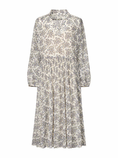 Uniqlo : C White pleated printed long sleeved dress at Collagerie