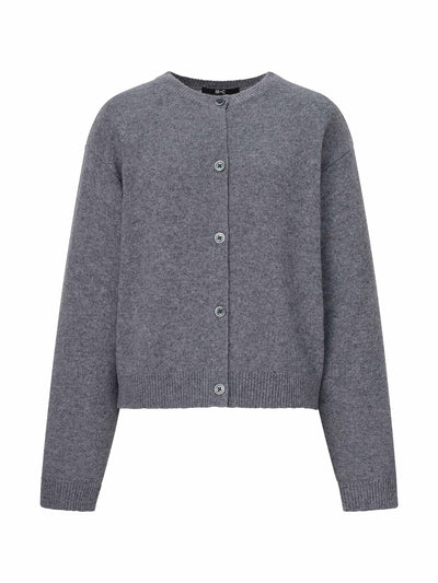 Uniqlo : C Grey crew neck cropped cardigan at Collagerie