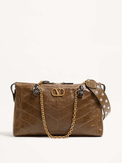 Valentino Garavani Panthea shoulder bag in nappa leather with chevron pattern at Collagerie