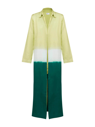 Valeria Cotoner Green cotton-silk satin coat at Collagerie