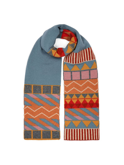 V&A Shop Powder blue pattern wool scarf at Collagerie