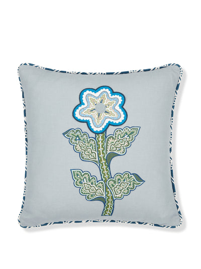 Volga Linen Parma grey Vasilisa appliqué cushion at Collagerie