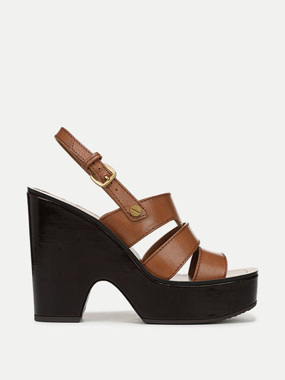 Veronica Beard Peony leather platform sandals at Collagerie