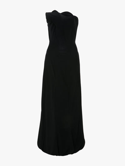 Victoria Beckham Strapless wave-detail gown in black at Collagerie