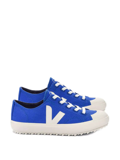 Veja Blue and ivory canvas trainers at Collagerie