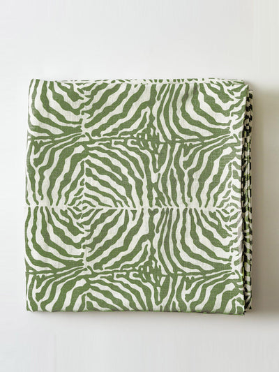 Maison Margaux Green zebra tablecloth at Collagerie