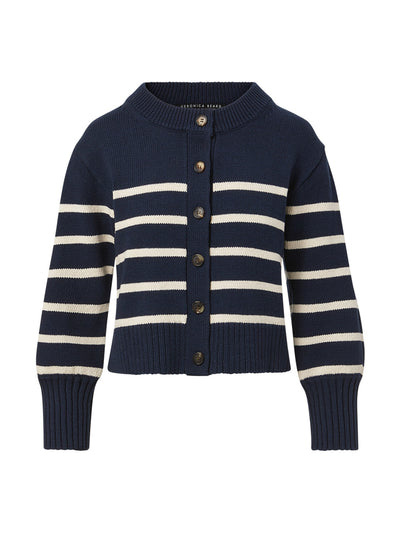 Veronica Beard Navy striped cardigan at Collagerie