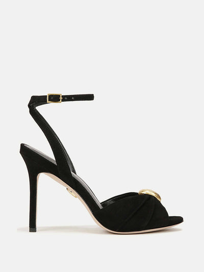 Veronica Beard Black suede peep-toe heels at Collagerie