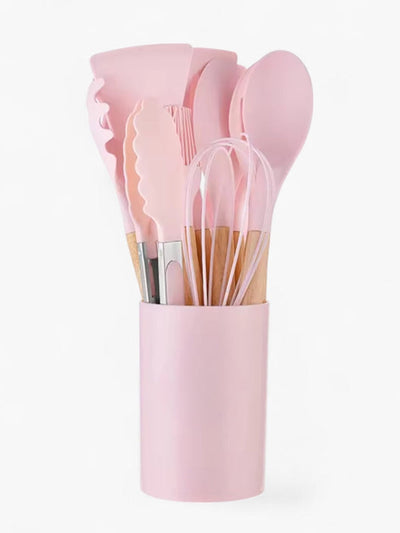 Veverra Silicone kitchen set with bamboo handles (12-piece) at Collagerie
