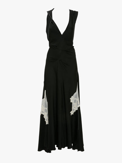 Victoria Beckham Draped lace detail midi dress in black at Collagerie