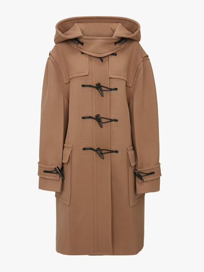 Victoria Beckham Oversized duffle coat in camel at Collagerie