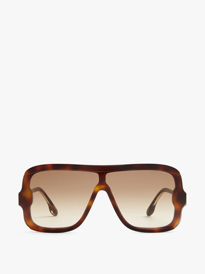 Victoria Beckham Layered mask sunglasses in tortoise-brown at Collagerie