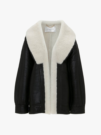 Victoria Beckham Shearling coat in monochrome at Collagerie