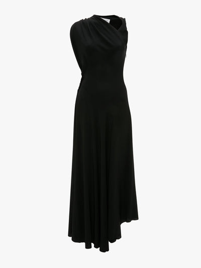 Victoria Beckham Sleeveless draped midi dress in black at Collagerie