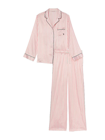 Victoria's Secret Pink iconic stripe satin long pyjama set at Collagerie