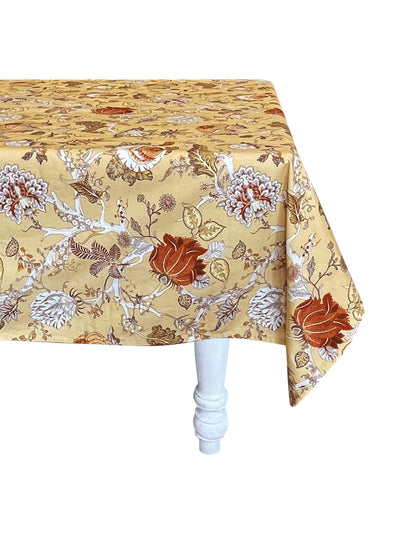 Villa Bologna Butter yellow chintz tablecloth at Collagerie