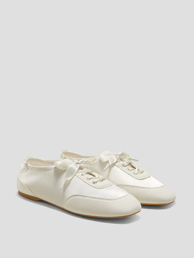 Vivaia Square-toe lace-up satin skeakerinas at Collagerie