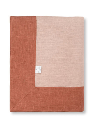 Volga Linen Linen throw in English Rose with Terracotta border at Collagerie