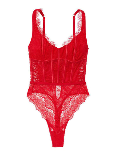 Victoria's Secret Lace red bodysuit at Collagerie