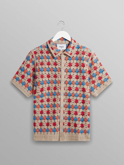 Wax London Porto shirt multi splash crochet at Collagerie