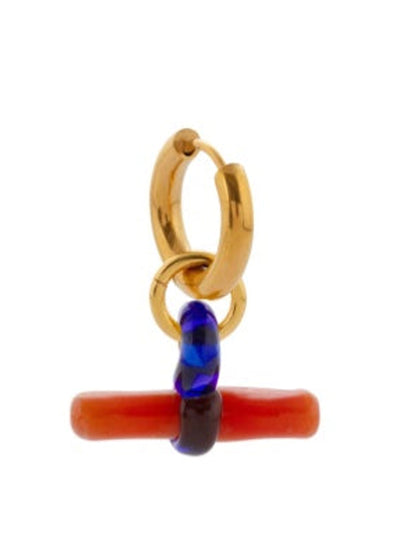 Sandralexandra Glass T bar coral and blue earring at Collagerie
