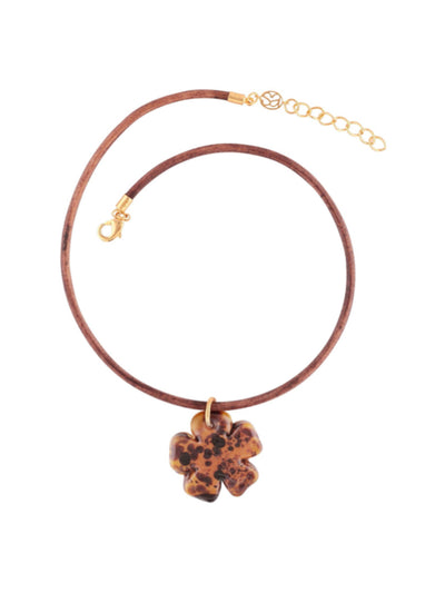Sandralexandra Mustard clover leather cord necklace at Collagerie