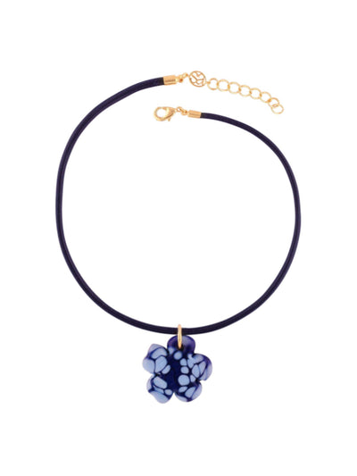 Sandralexandra Blue clover leather cord necklace at Collagerie