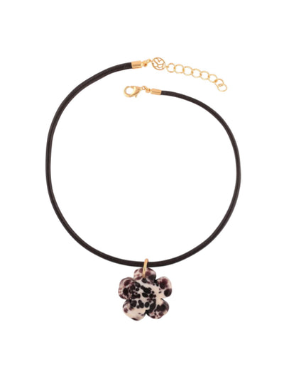Sandralexandra Black and white clover leather cord necklace at Collagerie