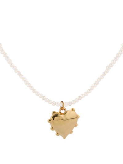 Sandralexandra Gold Milagros heart pearl chain necklace at Collagerie