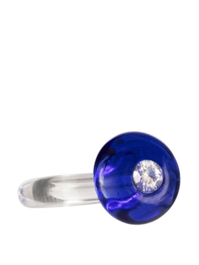 Sandralexandra Zirconite blue glass ring at Collagerie