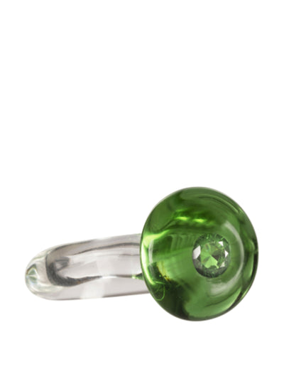 Sandralexandra Zirconite green glass ring at Collagerie