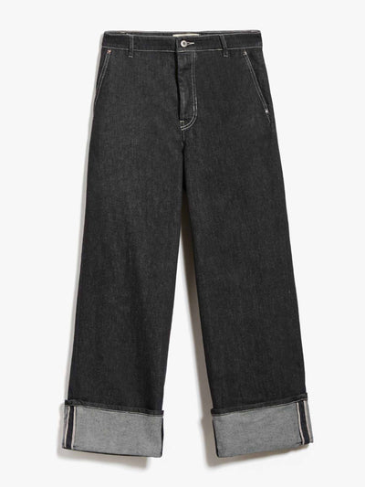 Weekend Max Mara Black cotton denim trousers at Collagerie