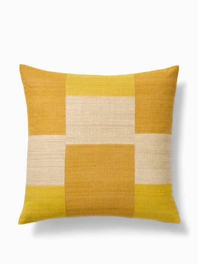 West Elm Tonal silk patchwork yellow cushion cover at Collagerie