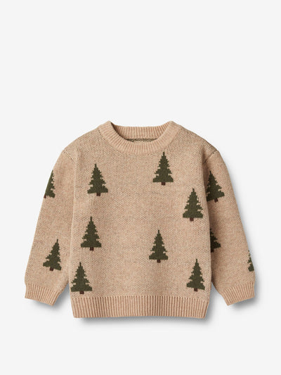 Wheat Fir tree jacquard pullover at Collagerie