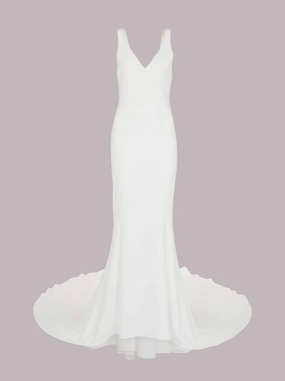 Whistles White V-neckline bead-framed gown at Collagerie