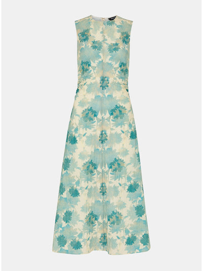 Whistles Blue floral textured midi dress at Collagerie