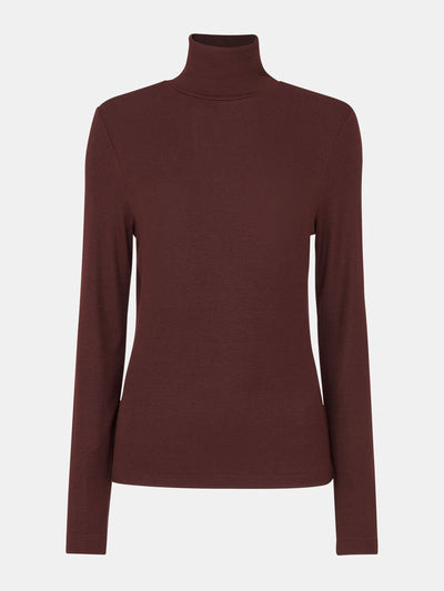 Whistles Burgundy essential ribbed polo at Collagerie
