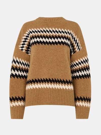 Whistles Camel fairisle detail knit at Collagerie