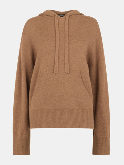Whistles Camel wool knitted hoodie at Collagerie