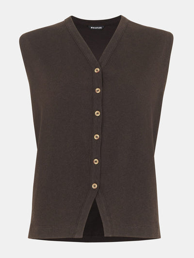 Whistles Linen button front waistcoat at Collagerie