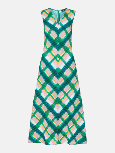 Whistles Green sleeveless checked dress at Collagerie