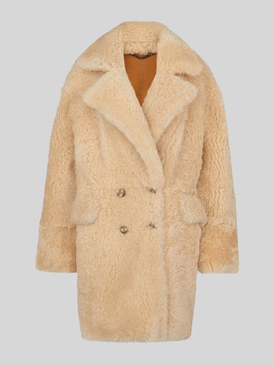 Whistles Ivory borg sheepskin coat at Collagerie