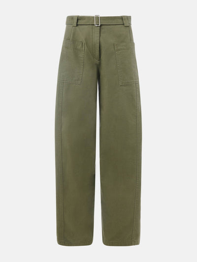 Whistles Khaki belted cotton barrel trousers at Collagerie